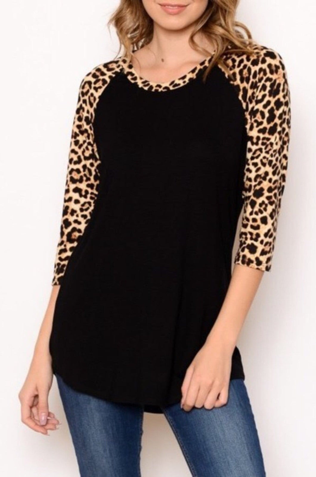 Leopard Print 3/4 Sleeve Blouse