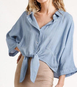 Women's Button Down Quarter Sleeve Blouse Top