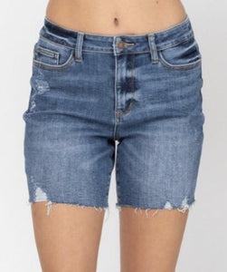 Judy Blue Distressed Cut Off Denim Shorts