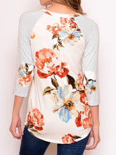 Load image into Gallery viewer, Floral Stripes 3/4 Sleeve Blouse