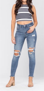 Judy Blue High Waste Distressed Ripped Jeans