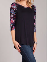 Load image into Gallery viewer, Paisley 3/4 Sleeve Comfortable Top