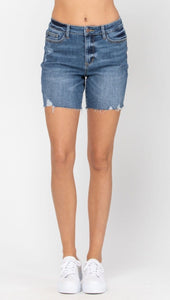 Judy Blue Distressed Cut Off Denim Shorts