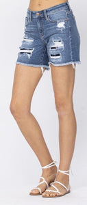 Judy Blue Distressed Cut Off Patch Shorts