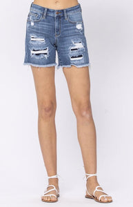 Judy Blue Distressed Cut Off Patch Shorts