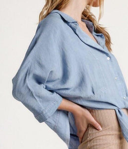 Women's Button Down Quarter Sleeve Blouse Top